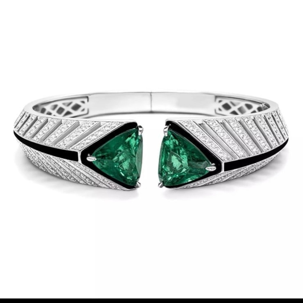 925/18K WHITEGOLD emerald 3CT square cut bracelet adjustable